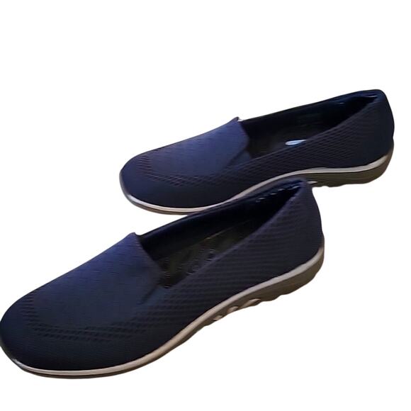 Sketchers Relaxed Fit Navy Dark Blue Slip Ons Flats Size 7.5 Wide Heel - Picture 3 of 4